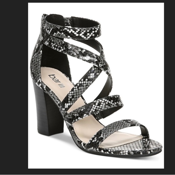 Bar III Sandals Blythe snake python print ankle strap block heels NWOT - Picture 12 of 12